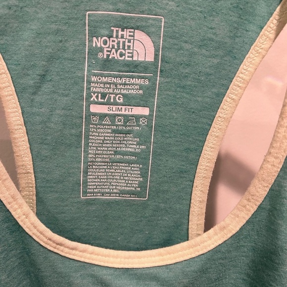 The North Face Teal Tank Top with Cream Trim and Triangular Designs Size XL - Picture 3 of 6